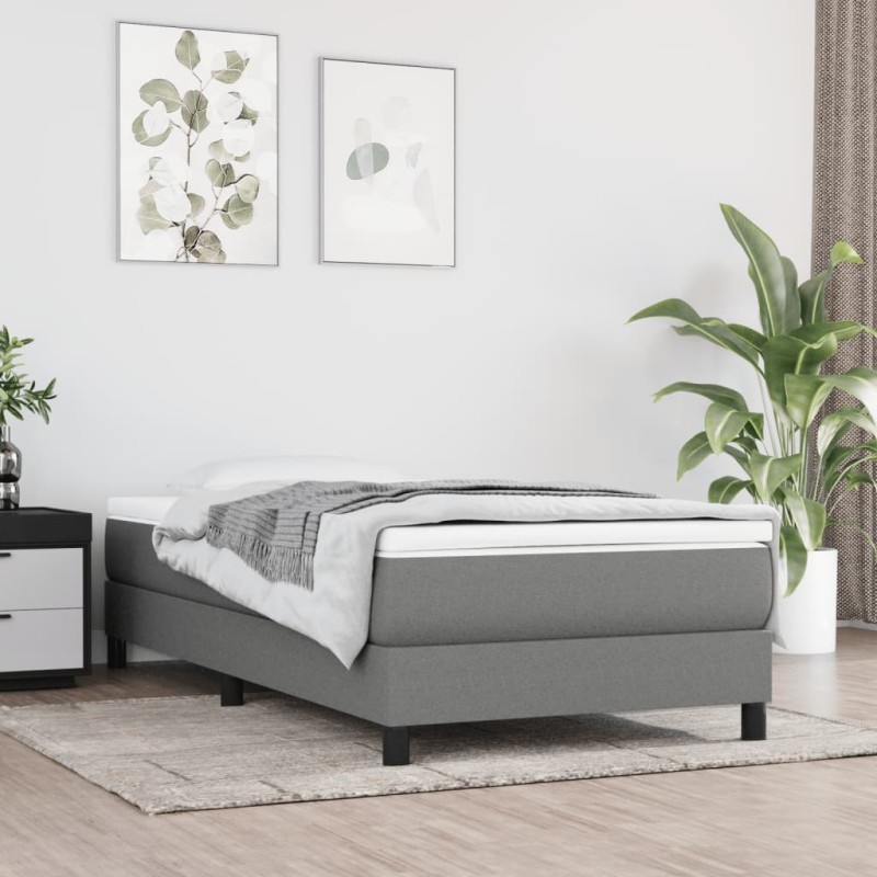 vidaXL Bettgestell ohne Matratze Dunkelgrau 90x200 cm Stoff vidaXL Bettgestell ohne Matratze Dunkelgrau 90x200 cm Stoff
