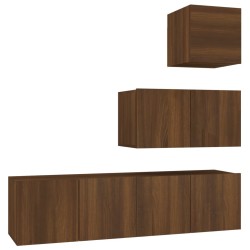 vidaXL 4-tlg. TV-Schrank-Set Braun Eichen-Optik Holzwerkstoff