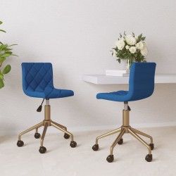 Esszimmerstühle 2 Stk. Drehbar Blau Samt