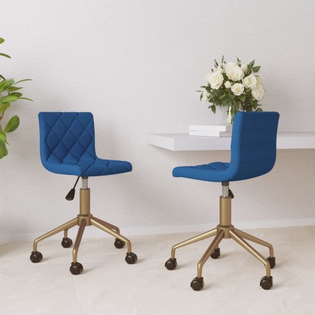 Esszimmerstühle 2 Stk. Drehbar Blau Samt