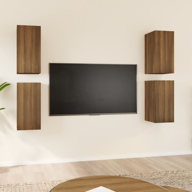 vidaXL TV-Schränke 4 Stk. Braun Eichen-Optik 30,5x30x60 cm vidaXL TV-Schränke 4 Stk. Braun Eichen-Optik 30,5x30x60 cm