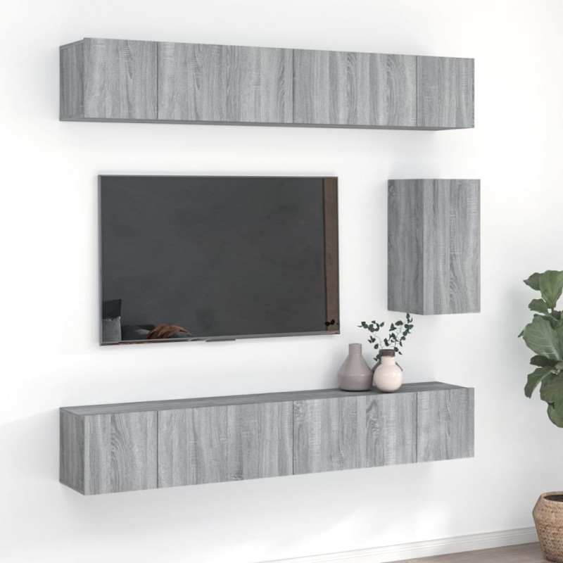 vidaXL 7-tlg. TV-Schrank-Set Grau Sonoma Holzwerkstoff vidaXL 7-tlg. TV-Schrank-Set Grau Sonoma Holzwerkstoff