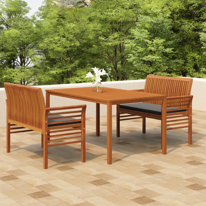 vidaXL 3-tlg. Garten-Essgruppe mit Kissen Massivholz Akazie vidaXL 3-tlg. Garten-Essgruppe mit Kissen Massivholz Akazie
