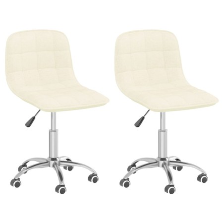 Esszimmerstühle 2 Stk. Drehbar Creme Stoff