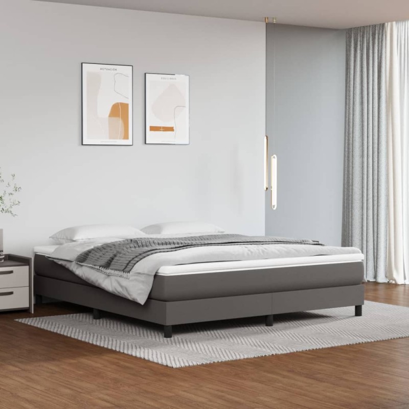 vidaXL Boxspringbett Grau 180x200 cm Kunstleder vidaXL Boxspringbett Grau 180x200 cm Kunstleder
