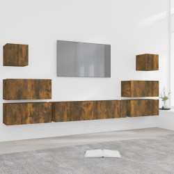 vidaXL 8-tlg. TV-Schrank-Set Räuchereiche Holzwerkstoff
