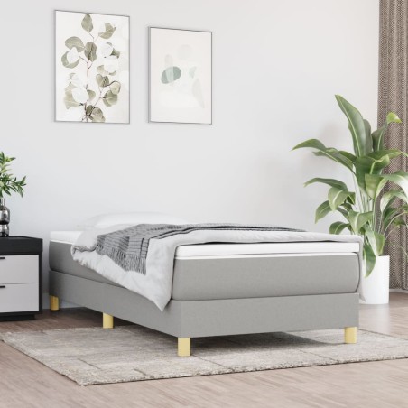 vidaXL Boxspringbett Hellgrau 90x200 cm Stoff