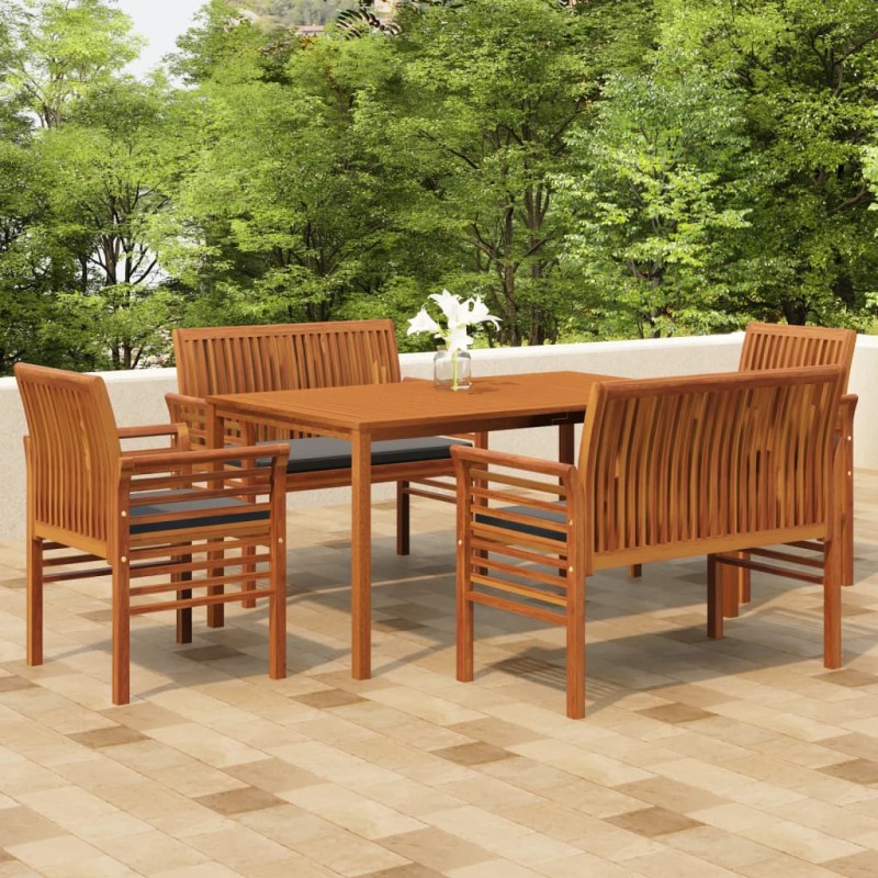 vidaXL 5-tlg. Garten-Essgruppe mit Kissen Massivholz Akazie vidaXL 5-tlg. Garten-Essgruppe mit Kissen Massivholz Akazie