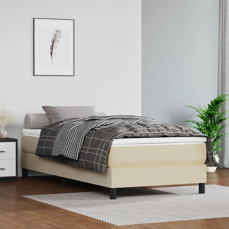 vidaXL Boxspringbett Creme 90x200 cm Kunstleder vidaXL Boxspringbett Creme 90x200 cm Kunstleder