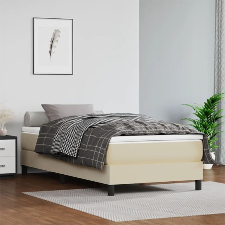 vidaXL Boxspringbett Creme 90x200 cm Kunstleder