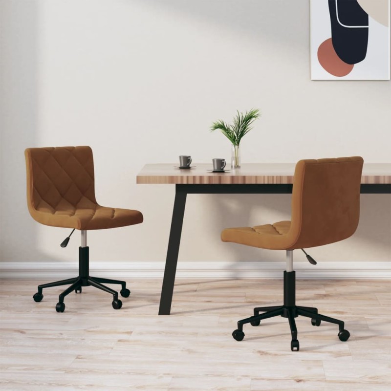 Esszimmerstühle 2 Stk. Drehbar Braun Samt Esszimmerstühle 2 Stk. Drehbar Braun Samt