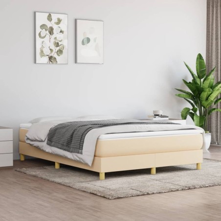 vidaXL Boxspringbett Creme 140x200 cm Stoff