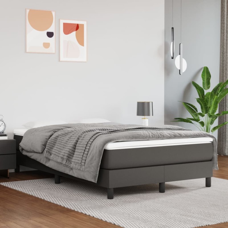 vidaXL Boxspringbett Grau 120x200 cm Kunstleder vidaXL Boxspringbett Grau 120x200 cm Kunstleder