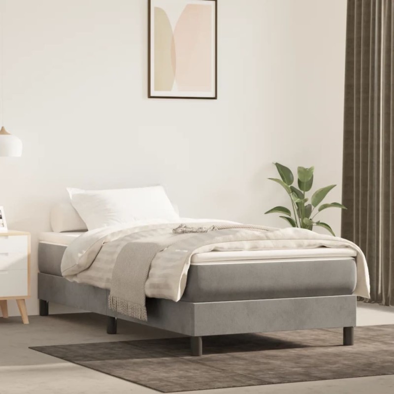 vidaXL Boxspringbett Hellgrau 90x190 cm Samt vidaXL Boxspringbett Hellgrau 90x190 cm Samt