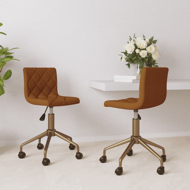 Esszimmerstühle 2 Stk. Drehbar Braun Samt Esszimmerstühle 2 Stk. Drehbar Braun Samt