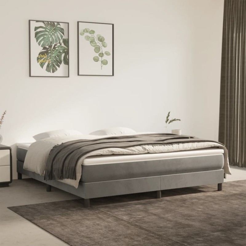 vidaXL Boxspringbett Hellgrau 180x200 cm Samt vidaXL Boxspringbett Hellgrau 180x200 cm Samt