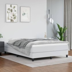 vidaXL Boxspringbett Weiß 140x190 cm Kunstleder