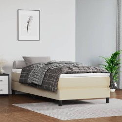 vidaXL Boxspringbett Creme 80x200 cm Kunstleder