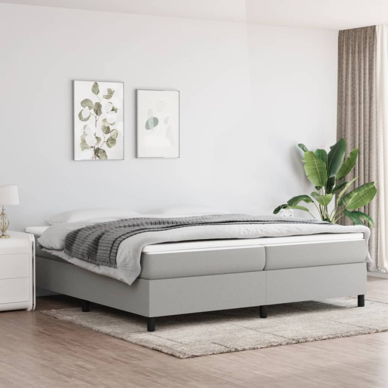 vidaXL Bettgestell ohne Matratze Hellgrau 200x200 cm Stoff vidaXL Bettgestell ohne Matratze Hellgrau 200x200 cm Stoff