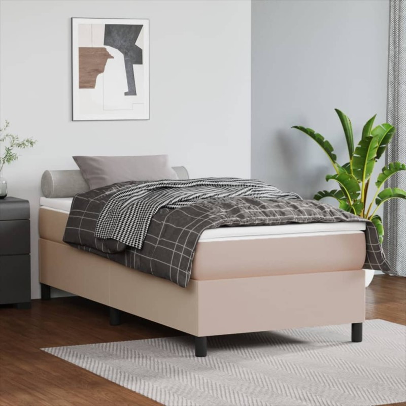 vidaXL Boxspringbett Cappuccino-Braun 90x190 cm Kunstleder vidaXL Boxspringbett Cappuccino-Braun 90x190 cm Kunstleder