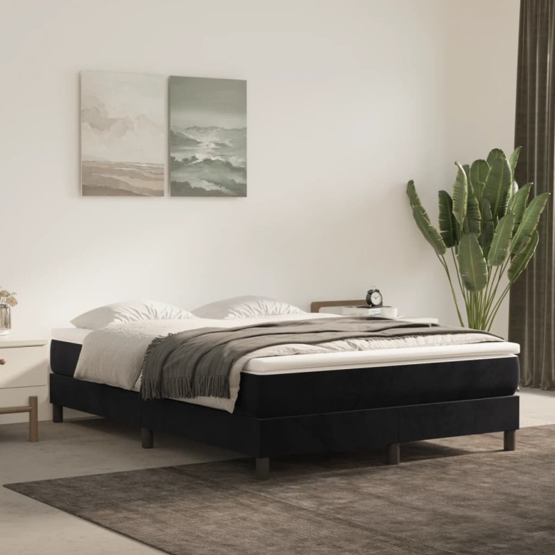 vidaXL Boxspringbett Schwarz 140x190 cm Samt vidaXL Boxspringbett Schwarz 140x190 cm Samt