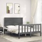 vidaXL Massivholzbett mit Kopfteil Grau 140x190 cm vidaXL Massivholzbett mit Kopfteil Grau 140x190 cm