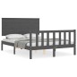 vidaXL Massivholzbett mit Kopfteil Grau 140x190 cm vidaXL Massivholzbett mit Kopfteil Grau 140x190 cm