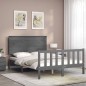 vidaXL Massivholzbett mit Kopfteil Grau 140x190 cm vidaXL Massivholzbett mit Kopfteil Grau 140x190 cm