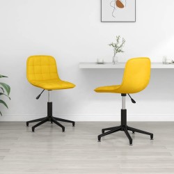 Esszimmerstühle 2 Stk. Drehbar Gelb Samt