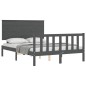 vidaXL Massivholzbett mit Kopfteil Grau 140x190 cm vidaXL Massivholzbett mit Kopfteil Grau 140x190 cm