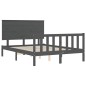 vidaXL Massivholzbett mit Kopfteil Grau 140x190 cm vidaXL Massivholzbett mit Kopfteil Grau 140x190 cm
