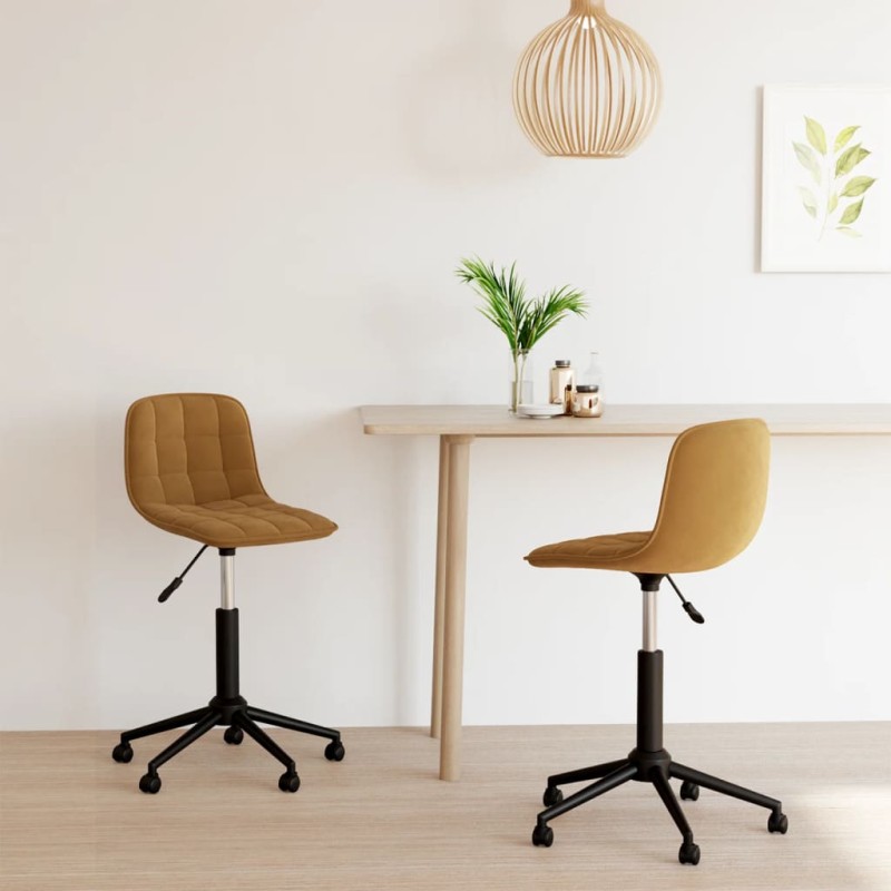 Esszimmerstühle 2 Stk. Drehbar Braun Samt Esszimmerstühle 2 Stk. Drehbar Braun Samt