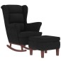 vidaXL Schaukelsessel und Hocker mit Holzbeinen Schwarz Samt vidaXL Schaukelsessel und Hocker mit Holzbeinen Schwarz Samt
