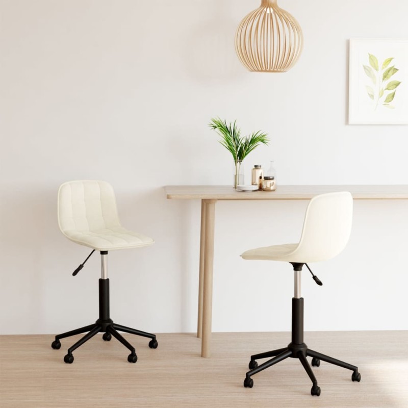 Esszimmerstühle 2 Stk. Drehbar Creme Samt Esszimmerstühle 2 Stk. Drehbar Creme Samt