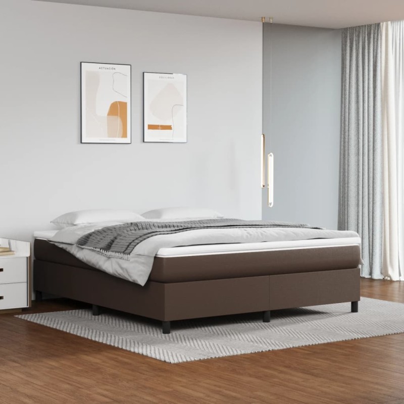 vidaXL Boxspringbett Braun 160x200 cm Kunstleder vidaXL Boxspringbett Braun 160x200 cm Kunstleder