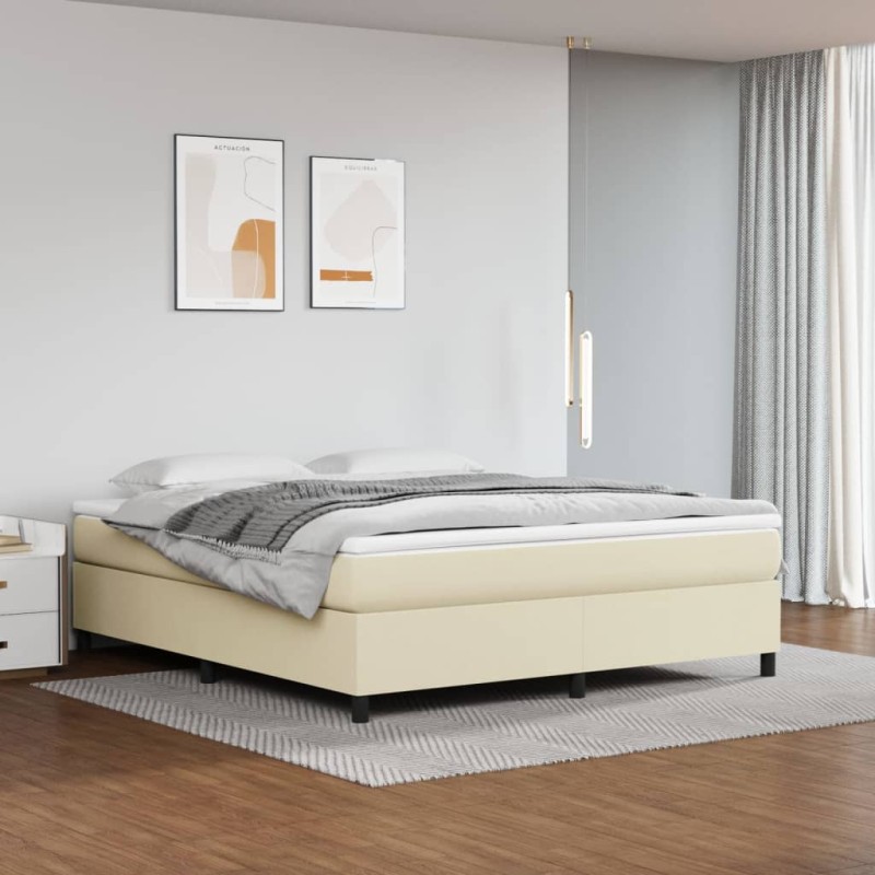vidaXL Boxspringbett Creme 180x200 cm Kunstleder vidaXL Boxspringbett Creme 180x200 cm Kunstleder