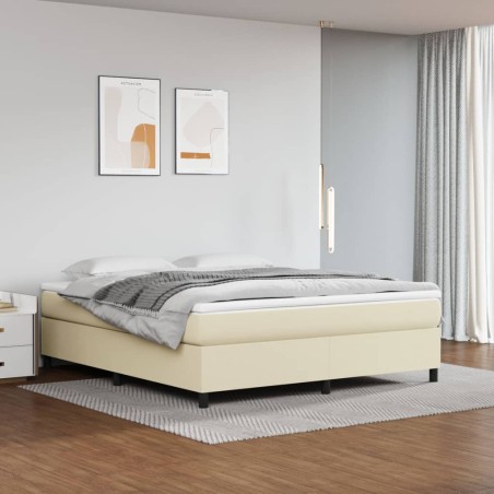 vidaXL Boxspringbett Creme 180x200 cm Kunstleder