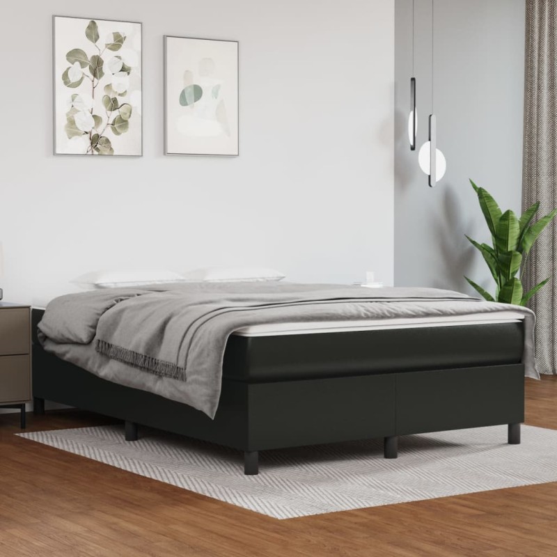 vidaXL Boxspringbett Schwarz 140x190 cm Kunstleder vidaXL Boxspringbett Schwarz 140x190 cm Kunstleder