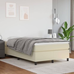 vidaXL Boxspringbett Creme 120x200 cm Kunstleder