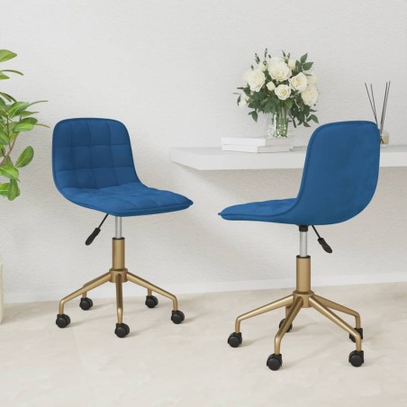 Esszimmerstühle 2 Stk. Drehbar Blau Samt