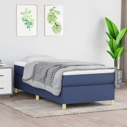 vidaXL Bettgestell Blau 90x190 cm Stoff