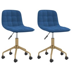 Esszimmerstühle 2 Stk. Drehbar Blau Samt