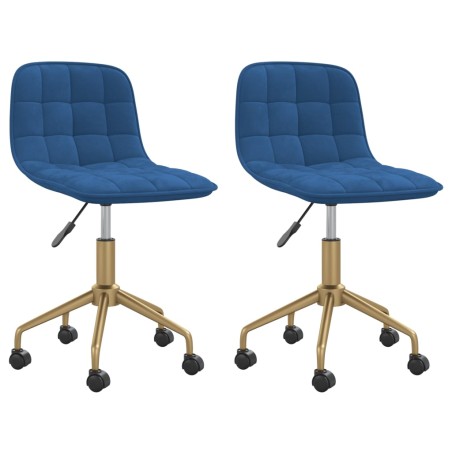 Esszimmerstühle 2 Stk. Drehbar Blau Samt