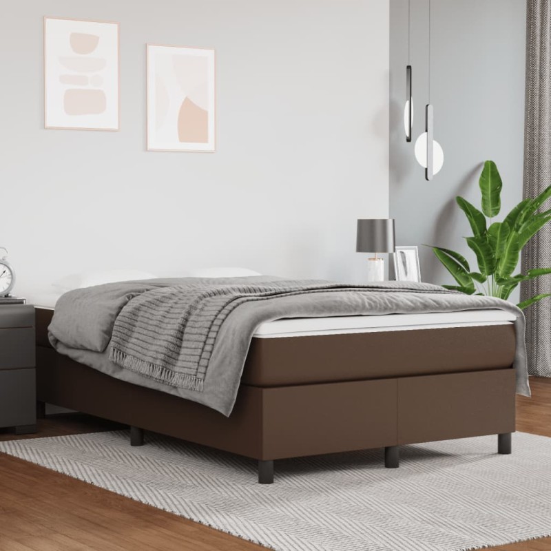 vidaXL Boxspringbett Braun 120x200 cm Kunstleder vidaXL Boxspringbett Braun 120x200 cm Kunstleder