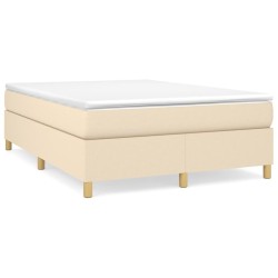vidaXL Boxspringbett Creme 140x200 cm Stoff