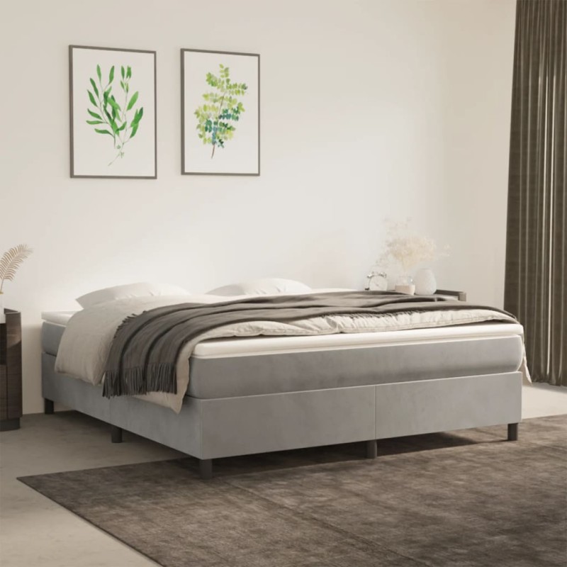 vidaXL Boxspringbett Hellgrau 180x200 cm Samt vidaXL Boxspringbett Hellgrau 180x200 cm Samt