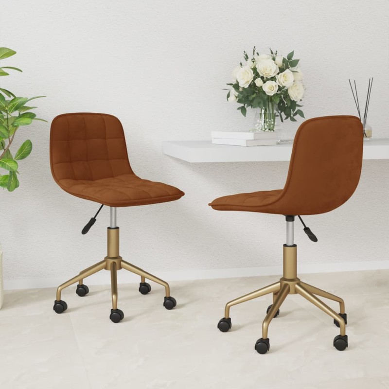 Esszimmerstühle 2 Stk. Drehbar Braun Samt Esszimmerstühle 2 Stk. Drehbar Braun Samt