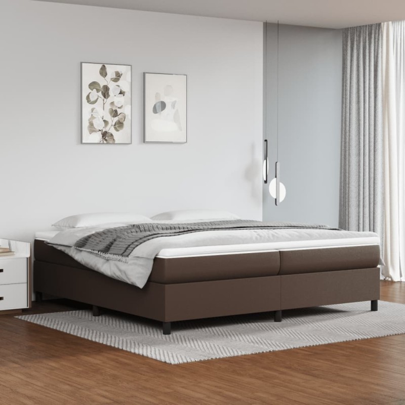 vidaXL Boxspringbett Braun 200x200 cm Kunstleder vidaXL Boxspringbett Braun 200x200 cm Kunstleder