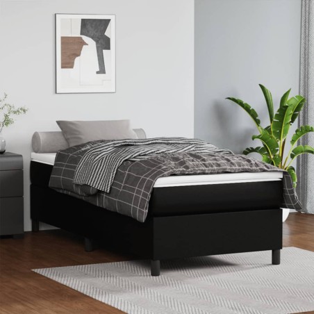 vidaXL Boxspringbett Schwarz 90x190 cm Kunstleder