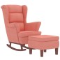 vidaXL Schaukelsessel und Hocker mit Holzbeinen Rosa Samt vidaXL Schaukelsessel und Hocker mit Holzbeinen Rosa Samt